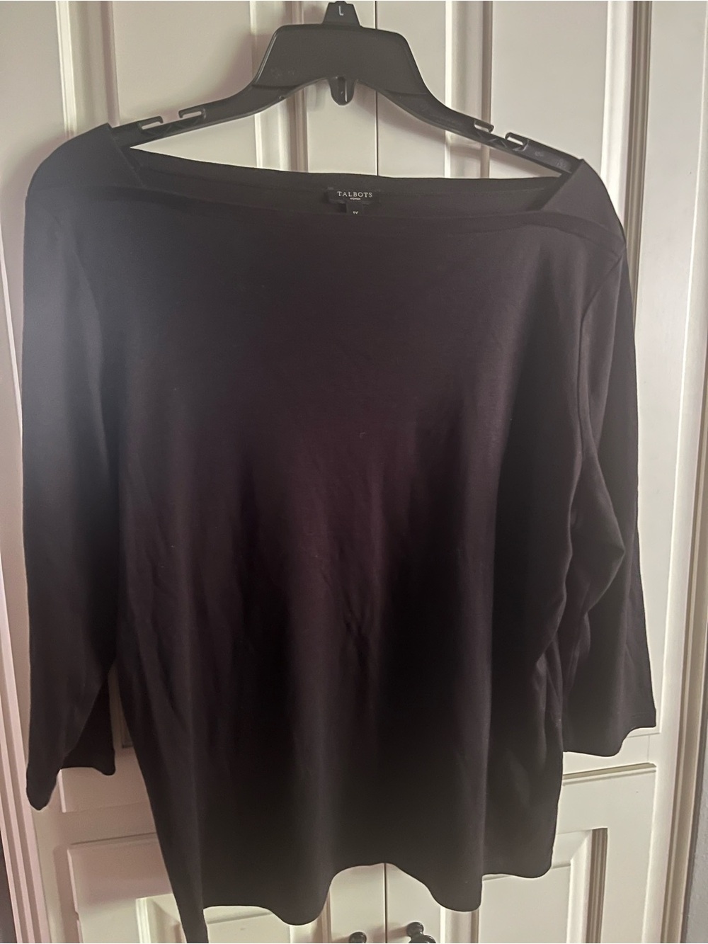 Talbots Black Boatneck Three-Quarter Sleeve Top - Classic Fit